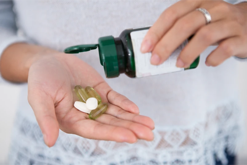 Prescription medication management close up