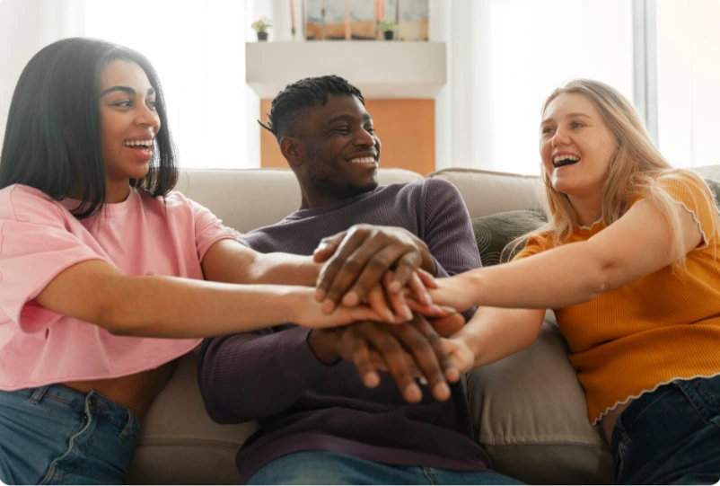 Diverse people supporting each other in mental health healing