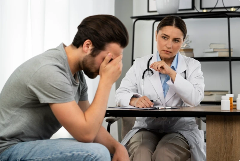 Mental health provider listening attentively to patient