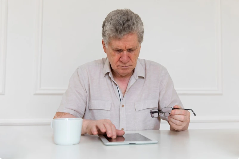 Thoughtful adult man planning his next psychiatric follow-up appointment at home