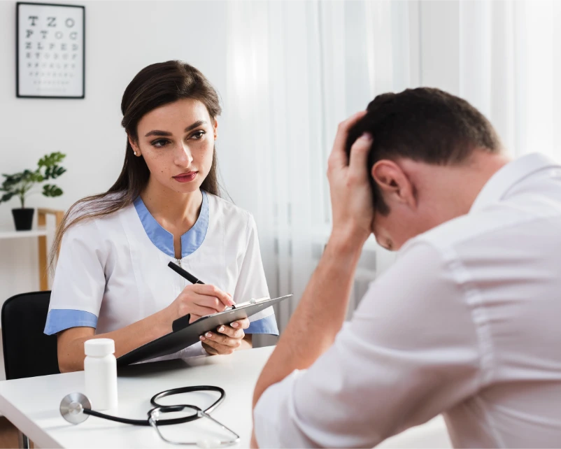 Doctor explaining ADHD diagnosis to patient